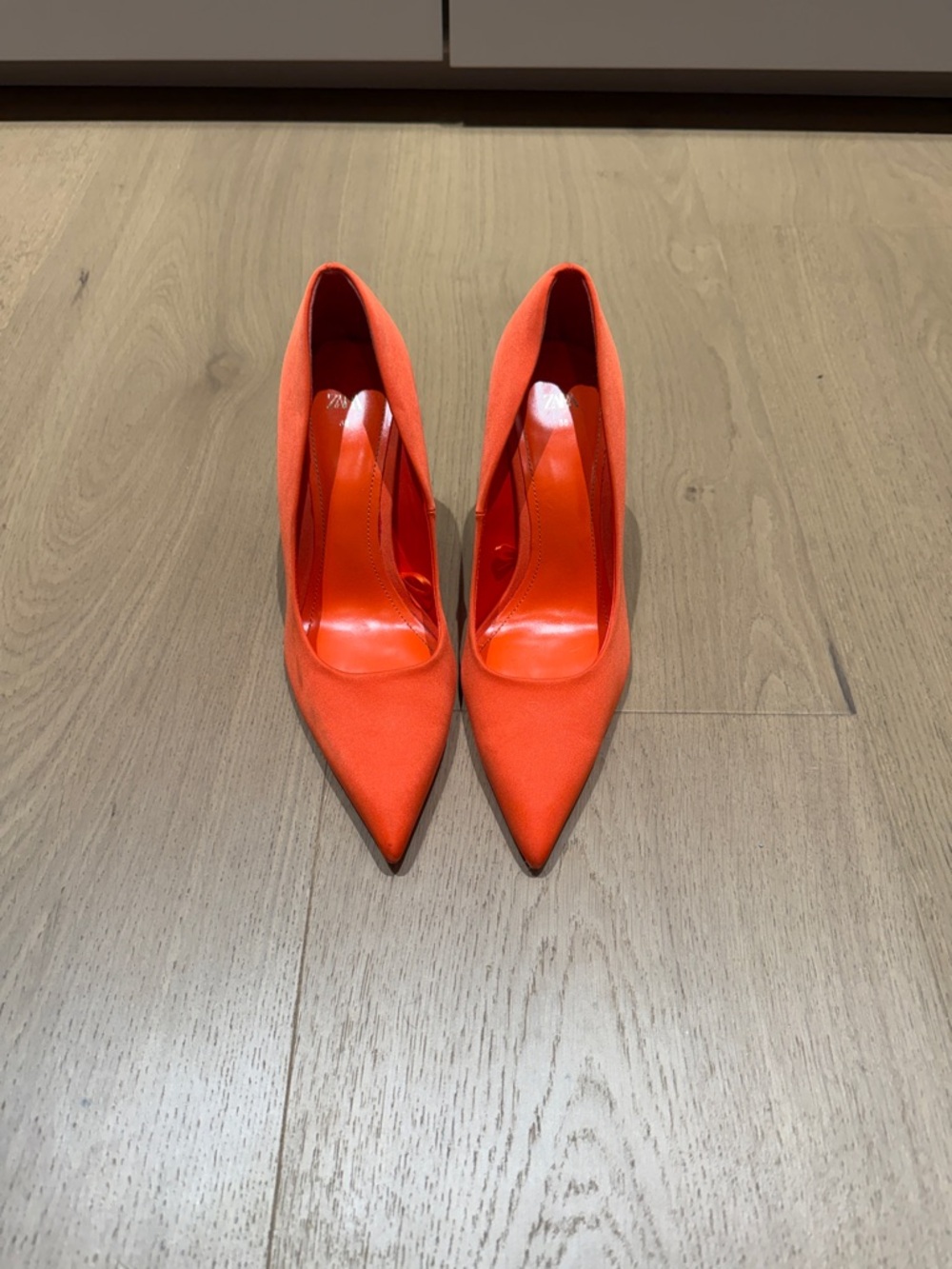Zara Pointed Toe Orange High Heel Pumps